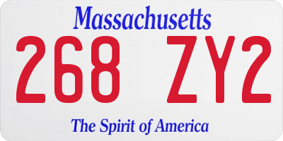 MA license plate 268ZY2
