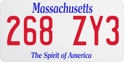 MA license plate 268ZY3