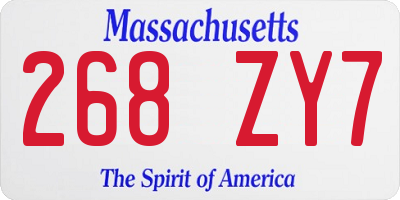 MA license plate 268ZY7
