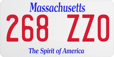 MA license plate 268ZZ0
