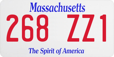 MA license plate 268ZZ1
