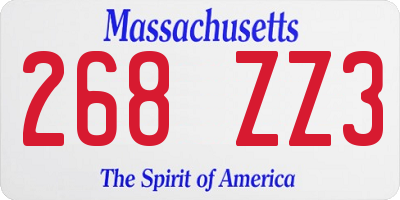 MA license plate 268ZZ3
