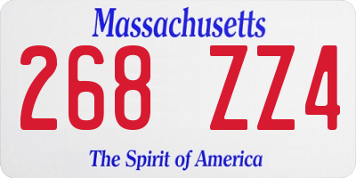MA license plate 268ZZ4