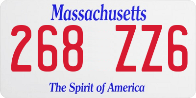 MA license plate 268ZZ6