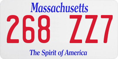 MA license plate 268ZZ7