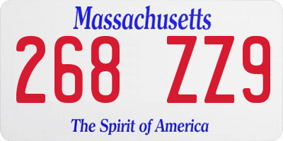 MA license plate 268ZZ9