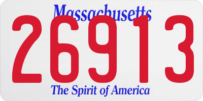 MA license plate 26913