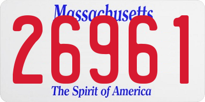 MA license plate 26961