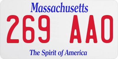 MA license plate 269AA0