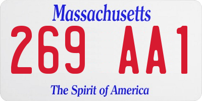MA license plate 269AA1