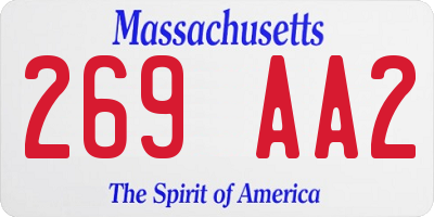 MA license plate 269AA2