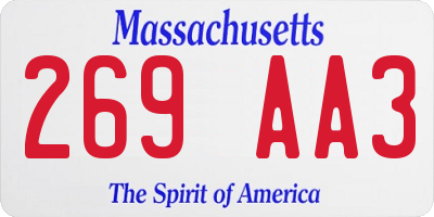MA license plate 269AA3