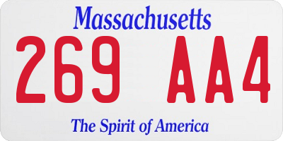 MA license plate 269AA4