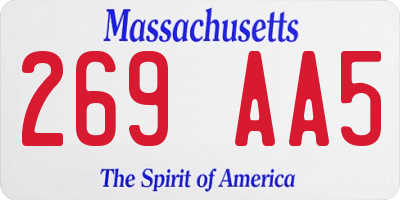MA license plate 269AA5