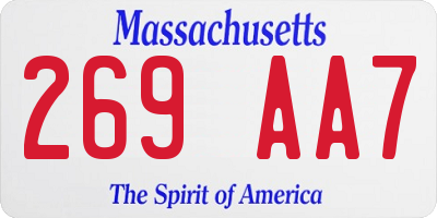 MA license plate 269AA7