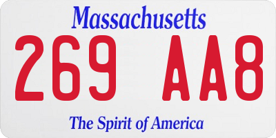 MA license plate 269AA8