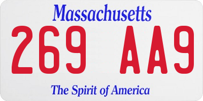 MA license plate 269AA9