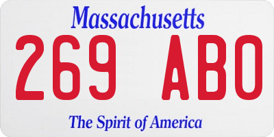 MA license plate 269AB0