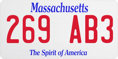 MA license plate 269AB3