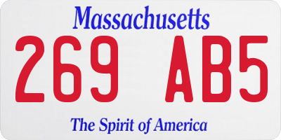 MA license plate 269AB5