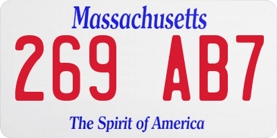 MA license plate 269AB7