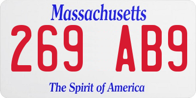 MA license plate 269AB9
