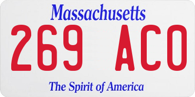 MA license plate 269AC0