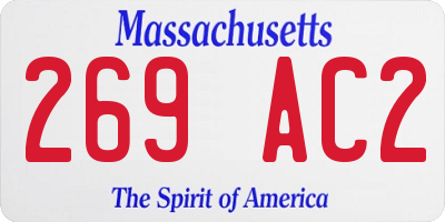MA license plate 269AC2