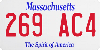 MA license plate 269AC4