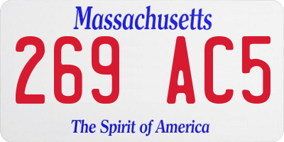 MA license plate 269AC5