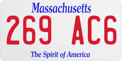 MA license plate 269AC6