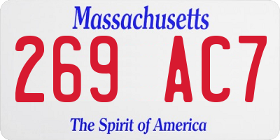 MA license plate 269AC7