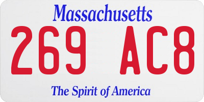 MA license plate 269AC8