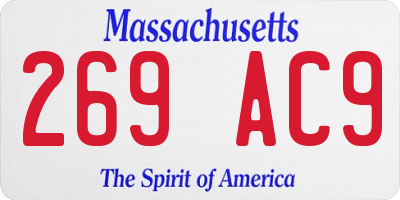 MA license plate 269AC9