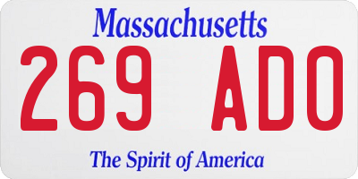 MA license plate 269AD0