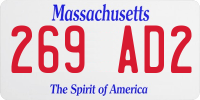 MA license plate 269AD2