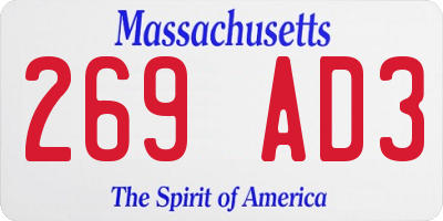 MA license plate 269AD3