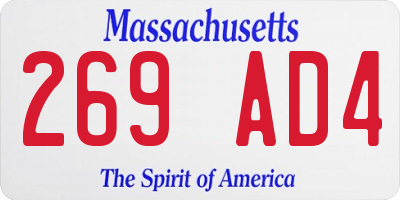 MA license plate 269AD4