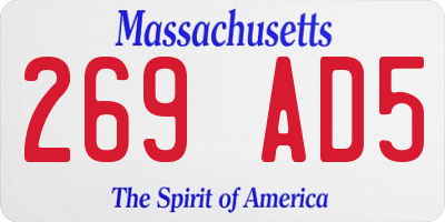 MA license plate 269AD5