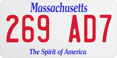 MA license plate 269AD7