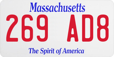 MA license plate 269AD8
