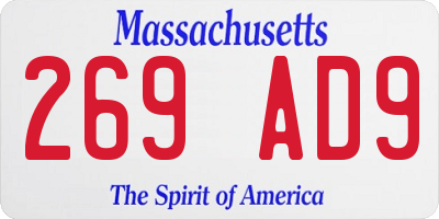 MA license plate 269AD9