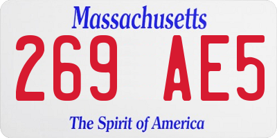 MA license plate 269AE5