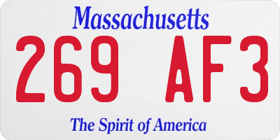 MA license plate 269AF3