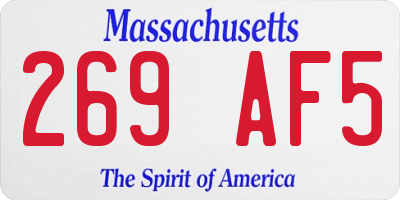 MA license plate 269AF5