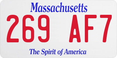 MA license plate 269AF7