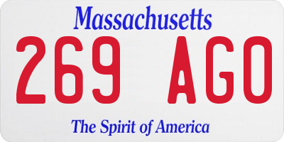 MA license plate 269AG0