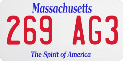 MA license plate 269AG3
