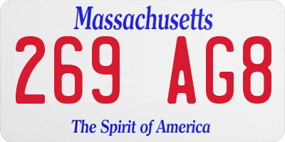 MA license plate 269AG8