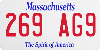 MA license plate 269AG9